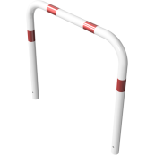 Hoop of steel tube |  60 x 2,5 mm | without cross bar | for casting in concrete | total width: 1000 mm | total height: 1000 mm | hot-dip galvanized and white coatedwith red reflecting stripes